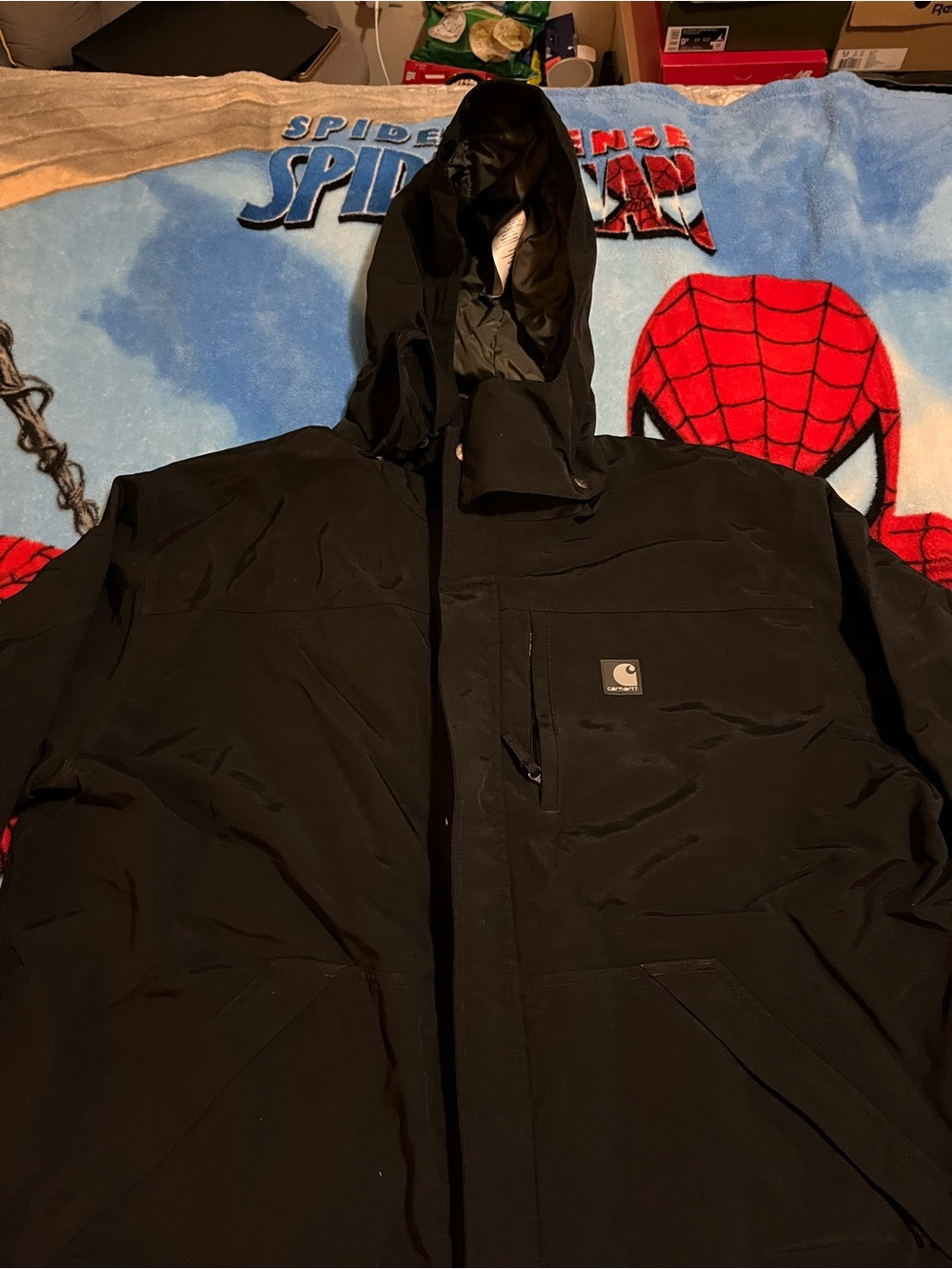 Carhartt Men's Black j162 nylon Hooded Jacket - Picture 3 of 7